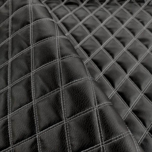 Black Quilted Leatherette (White)